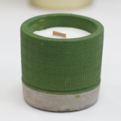 Concrete Wooden Candle - Pot - Green - Sea Moss & Herbs